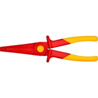 KNIPEX Flachrundzange aus Kunststoff 98 62 02, Greifzange rot/gelb, gezahnte Greifflächen, isoliert, VDE-geprüft