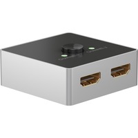 goobay Manuelle HDMI-Umschaltbox 2 auf 1 (4K @ 60Hz), HDMI Switch schwarz/silber