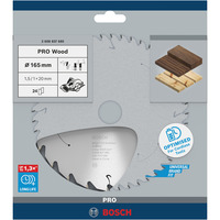 Bosch PRO Wood cordless Kreissägeblatt, Ø 165mm, 24Z Bohrung 20mm, für Akku-Handkreissägen