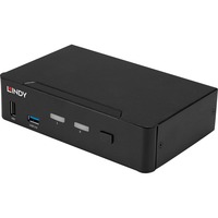 Lindy 2 Port KVM Switch, DisplayPort 1.4, USB 3.0 & Audio, KVM-Switch schwarz