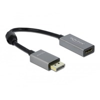 DeLOCK Aktiver Adapter Displayport 1.4 > HDMI Buchse 4K 60Hz grau/schwarz, 20cm