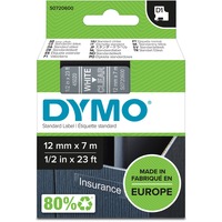 Dymo D1 ORIGINAL Schriftband, weiß auf transparent, 12mm x 7m S0720600 