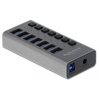 DeLOCK Externer SuperSpeed USB Hub mit 7 Ports + Schalter, USB-Hub 