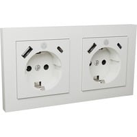 ICY BOX Unterputz Steckdosenset IB-MPS4200W-PD, mit USB PD Ladefunktion weiß, 2 Stück