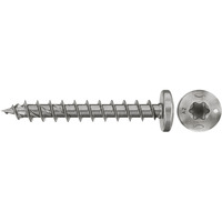 fischer Spanplattenschraube PowerFast II 4,5x35 Halbrundkopf TX 200 Stück, mit Vollgewinde, Edelstahl A2