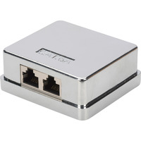 Digitus CAT.6A Datenanschlussdose, Aufputz, geschirmt, 2x RJ-45 silber, Konsolidierungsgehäuse