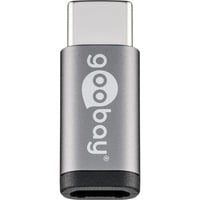 goobay USB 2.0 Adapter, USB-C Stecker > Micro-USB Buchse grau