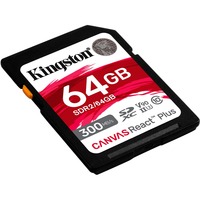 Kingston Canvas React Plus 64 GB SDXC, Speicherkarte schwarz, UHS-II U3, Class 10, V90