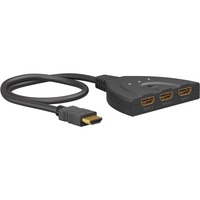 goobay HDMI-Umschaltbox 3 auf 1 (4K @ 30Hz), HDMI Switch schwarz, 58cm Kabel