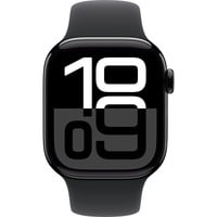 Apple Watch Series 10, Smartwatch schwarz (glänzend), Aluminium, 42 mm, Sportarmband schwarz S/M