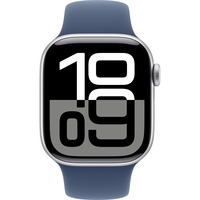 Apple Watch Series 10, Smartwatch silber, Aluminium, 42 mm, Sportarmband Denim S/M, Cellular