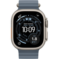 Apple Watch Ultra 3, Smartwatch titan, 49 mm, Ocean Armband maritimblau, Titangehäuse, Cellular