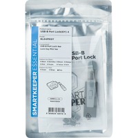 SMARTKEEPER ESSENTIAL USB-B Port Lock (BL04) + Lock Key Mini (U04), Einsteckschloss Farbcode Grau, 4 Stück + 1 Schlüssel