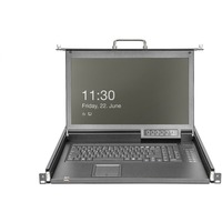 Digitus Modulare HD LCD KVM Konsole mit 17" TFT 1 Port VGA, KVM-Switch schwarz, schweizerisches Tastaturlayout, 1 Port VGA KVM-Anschluss, Touchpad
