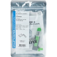 SMARTKEEPER ESSENTIAL Mini USB-B Port Lock (UL04) + Lock Key Mini (U04), Einsteckschloss Farbcode Grün, 4 Stück + 1 Schlüssel