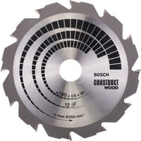 Bosch Professional PRO Construct Wood Kreissägeblatt, Ø 190mm, 12Z Bohrung 30mm, für Handkreissägen