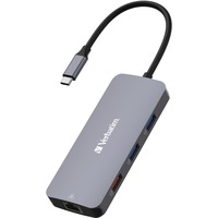 Verbatim USB-C Pro Multiport-Hub CMH-09, 9 Port , Dockingstation grau, HDMI, RJ-45, 3x USB-A, 2x USB-C, SD, microSD