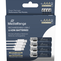 MediaRange USB-C Li-Ion Akku, Mignon AA I 1.5V | 500 mAh, 4erPack 4 Stück