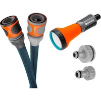 GARDENA Textilschlauch Liano Xtreme 1/2", 15 Meter Set dunkelgrau/orange, inkl. Bewässerungsbrause, 2 Hahnverbinder
