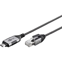 goobay Ethernet-Adapterkabel USB-C 3.2 Gen2 > RJ-45, Slim schwarz/grau, 10 Meter