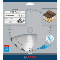Bosch PRO Wood cordless Kreissägeblatt, Ø 190mm, 16Z Bohrung 30mm, für Akku-Handkreissägen