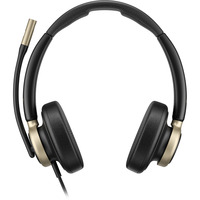HP Poly Mission 825 kabelgebundenes Stereo-USB-Headset  schwarz, USB Type-C und Type-A, Kunstleder-Ohrpolster (Oberflächenmaterial)