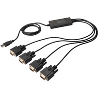 Digitus USB 2.0 Adapterkabel, USB-A Stecker > 4x Seriell RS232 Stecker schwarz, 1,5 Meter