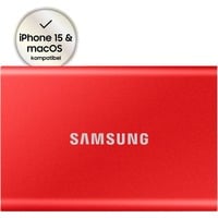 SAMSUNG Portable SSD T7 1TB, Externe SSD rot, USB-C 3.2 Gen 2 (10 Gbit/s), extern