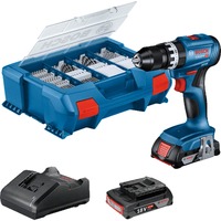 TestA Akku-Schlagbohrschrauber GSB 18V-45 Professional, 18Volt blau/schwarz, 2x Li-Ionen Akku 2,0Ah, 82-teiliges Zubehör-Set, in L-Case
