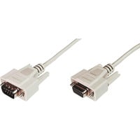 Digitus Serielles Datatransfer Verlängerungskabel, D-Sub9 (Stecker) > D-Sub9 (Buchse) beige, 10 Meter