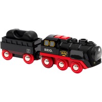 BRIO Batterie-Dampflok mit Wassertank, Spielfahrzeug schwarz/rot