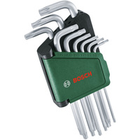 Bosch Sechsrund Innensechskantschlüssel Set, 9-teilig, Schraubendreher grün/schwarz, Aufbewahrungsclip