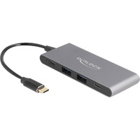 DeLOCK 4 Port USB Type-C™ Hub mit 2 x USB Typ-A und 2 x USB Type-C™ 10 Gbps, USB-Hub grau