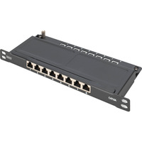 Digitus CAT 6A, Klasse EA Slim Patchpanel, 8 Port schwarz, 0,5 HE, geschirmt