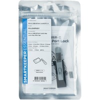 SMARTKEEPER ESSENTIAL Micro USB-B Port Lock (MUL04) + Lock Key Mini (U04), Einsteckschloss Farbcode Grau, 4 Stück + 1 Schlüssel