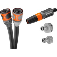 GARDENA Textilschlauch Liano Life 1/2", 15 Meter Set dunkelgrau/orange, inkl. Reinigungsspritze, 2 Hahnverbinder