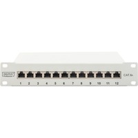 Digitus 10" Patchpanel DN-91612S-EA-G, 12-Port, Cat.6a grau, 1HE, Rack Mount, geschirmt