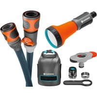 GARDENA Textilschlauch Liano Xtreme 1/2", 10 Meter Set + Indoor-Adapter + Tasche dunkelgrau/orange, Modell 2023, inkl. Bewässerungsbrause, Regulierventil