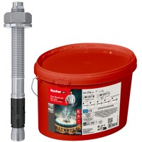 fischer Bolzenanker FAZ II Plus 10/20 im Eimer, Dübel silber, 135 Stück, galvanisch verzinkt