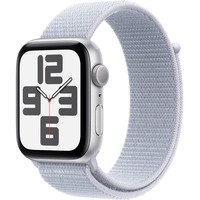 Apple Watch SE, Smartwatch silber, Aluminium, 44 mm, Sport Loop blaue Wolke