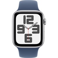 Apple Watch SE, Smartwatch silber, Aluminium, 44 mm, Sportarmband Denim S/M, Cellular