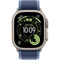 Apple Watch Ultra 3, Smartwatch titan, 49 mm, Trail Loop blau/hellblau M/L, Titangehäuse, Cellular