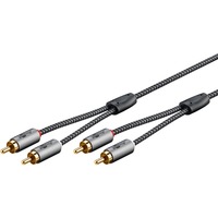 goobay Plus Stereo-Cinchkabel schwarz/silber, 5 Meter