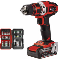 EINHELL Power X-Change Akku-Bohrschrauber TE-CD 18/40 Li, 18 Volt rot/schwarz, 1x Li-Ion-Akku 2,5Ah, mit Bit-Set 34-teilig