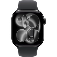Apple Watch Series 11, Smartwatch schwarz (glänzend), Aluminium, 42 mm, Sportarmband schwarz M/L