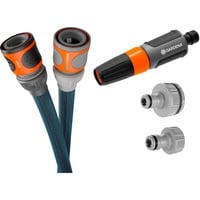 GARDENA Textilschlauch Liano Xtreme 1/2", 15 Meter Set dunkelgrau/orange, inkl. Reinigungsspritze, 2 Hahnverbinder