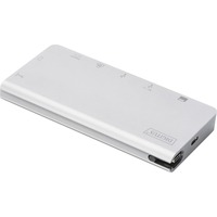Digitus USB Type-C Multiport Travel Dock, Dockingstation silber, HDMI, VGA, USB-A, LAN