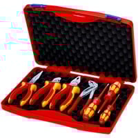 KNIPEX Werkzeug-Box "RED" Elektro Set 2, 7-teilig, Werkzeug-Set rot/gelb, mit Werkzeug-Sortiment für Elektriker