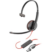 HP Poly Blackwire 3210 Monaural USB-C-Headset + USB-C/A-Adapter schwarz