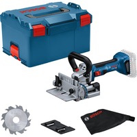 Bosch Akku-Flachdübelfräse GFF 18V-22 Professional Solo, 18 Volt, Nutfräse blau/schwarz, ohne Akku und Ladegerät, in L-BOXX